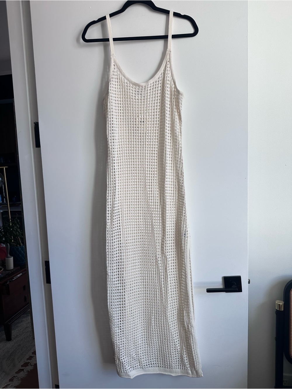aerie Cream Open-Knit Maxi Slip Dress